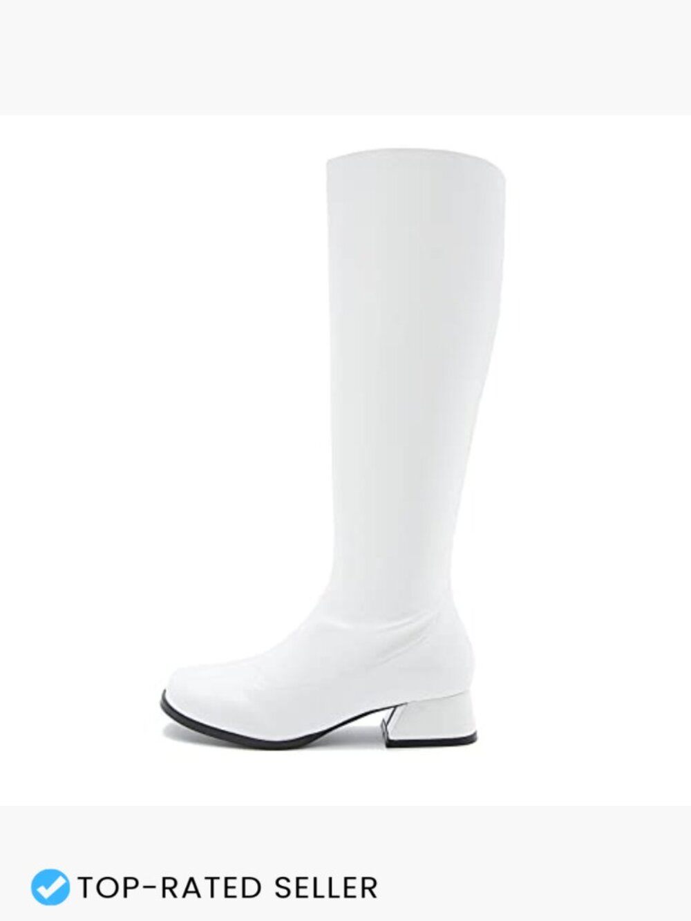 Knee High Gogo Boots Low Block Heel Zip Up Chunky Square Toe Party Dance Shoes - Picture 4 of 7